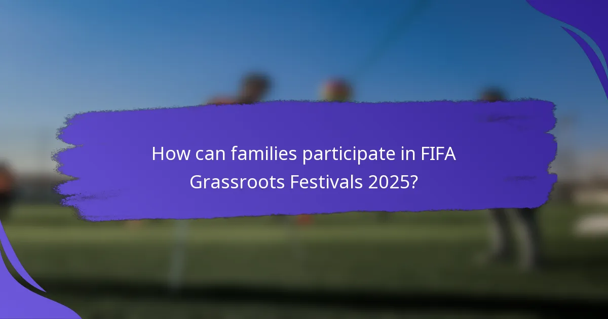 How can families participate in FIFA Grassroots Festivals 2025?