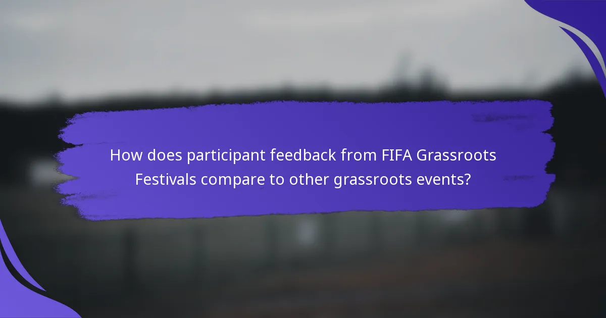 How does participant feedback from FIFA Grassroots Festivals compare to other grassroots events?