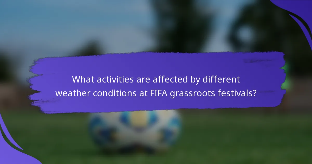 What activities are affected by different weather conditions at FIFA grassroots festivals?