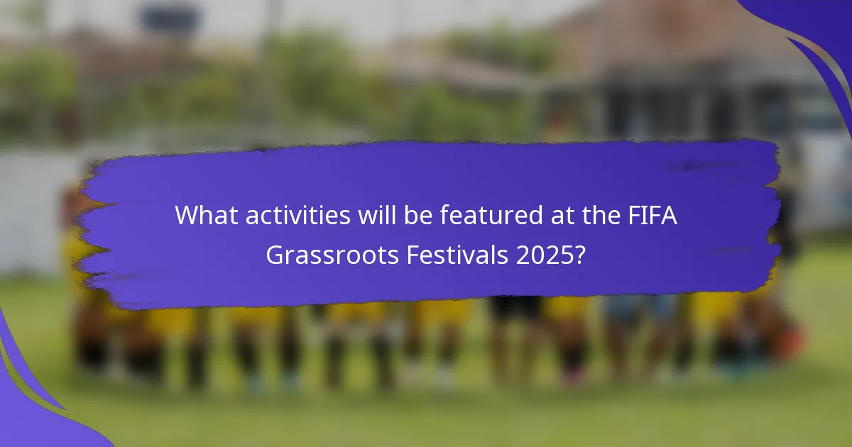 What activities will be featured at the FIFA Grassroots Festivals 2025?