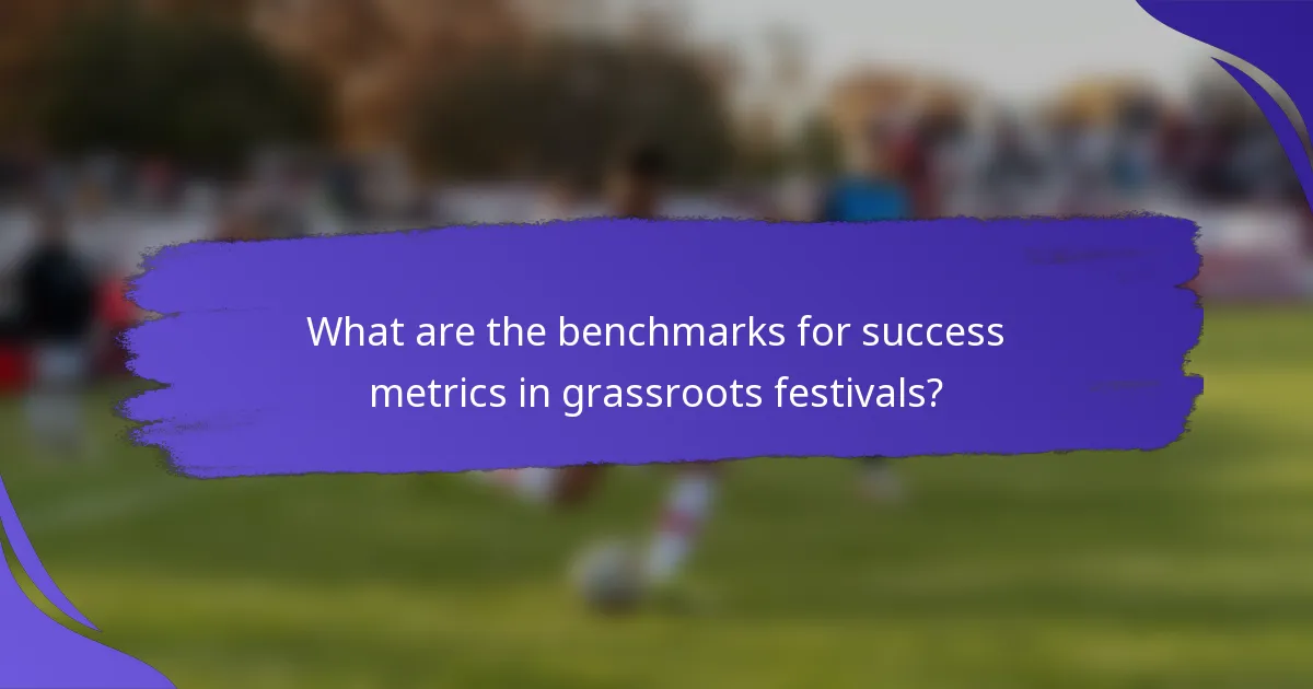 What are the benchmarks for success metrics in grassroots festivals?