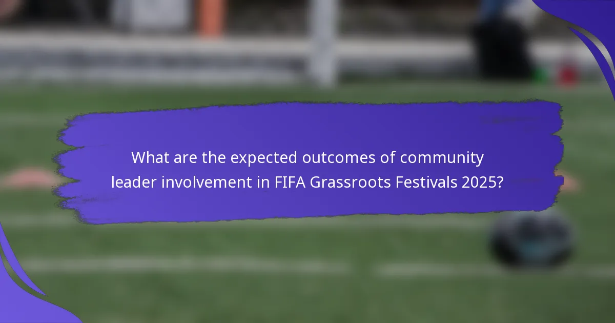 What are the expected outcomes of community leader involvement in FIFA Grassroots Festivals 2025?