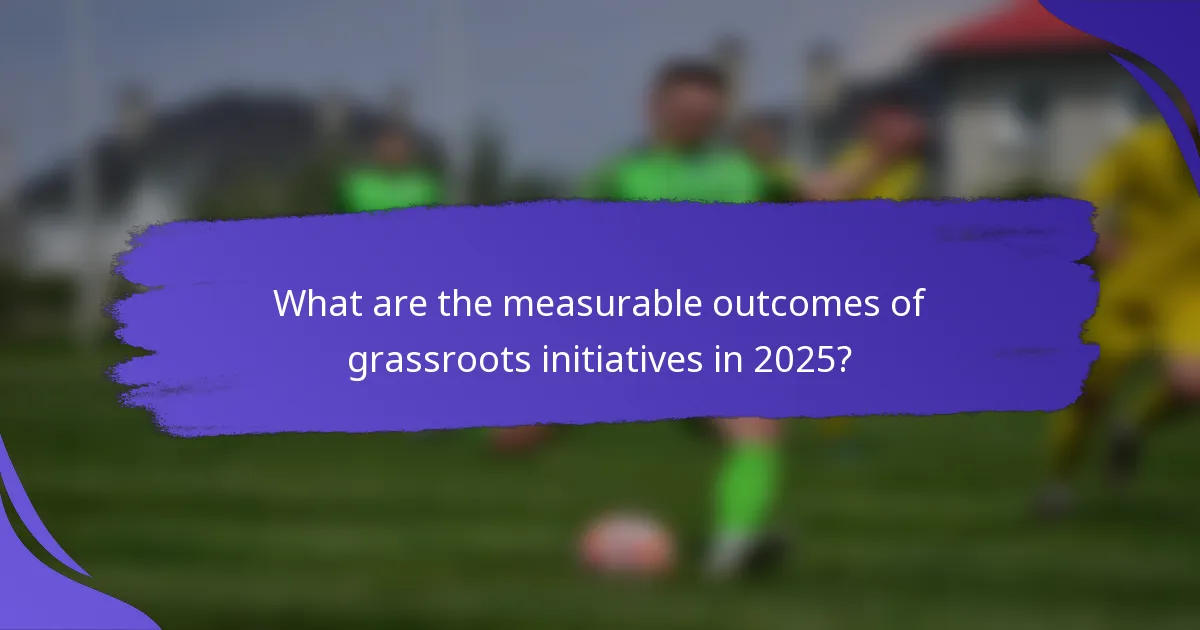 What are the measurable outcomes of grassroots initiatives in 2025?