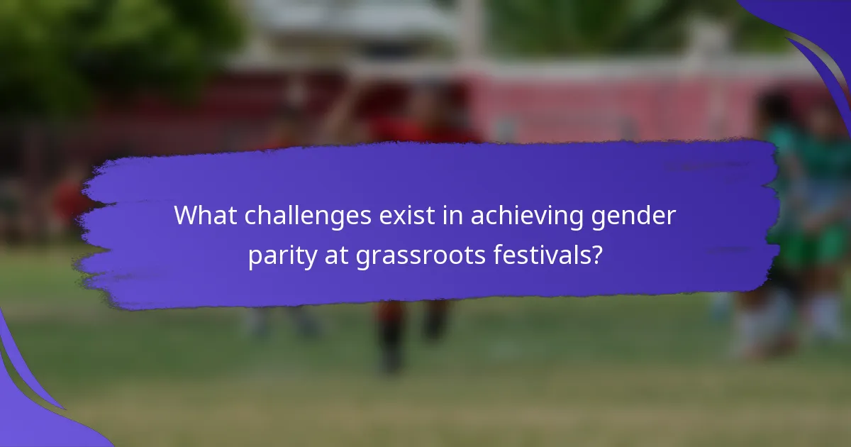 What challenges exist in achieving gender parity at grassroots festivals?