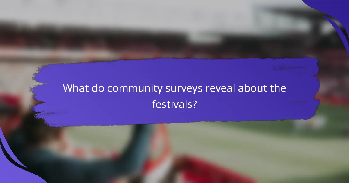 What do community surveys reveal about the festivals?