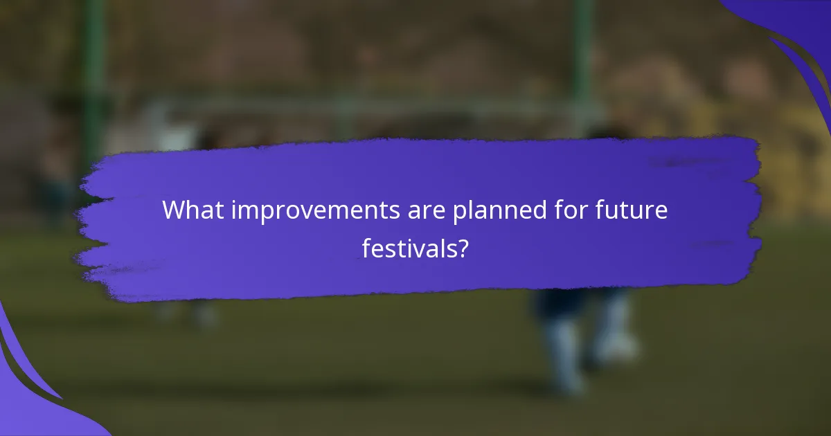 What improvements are planned for future festivals?