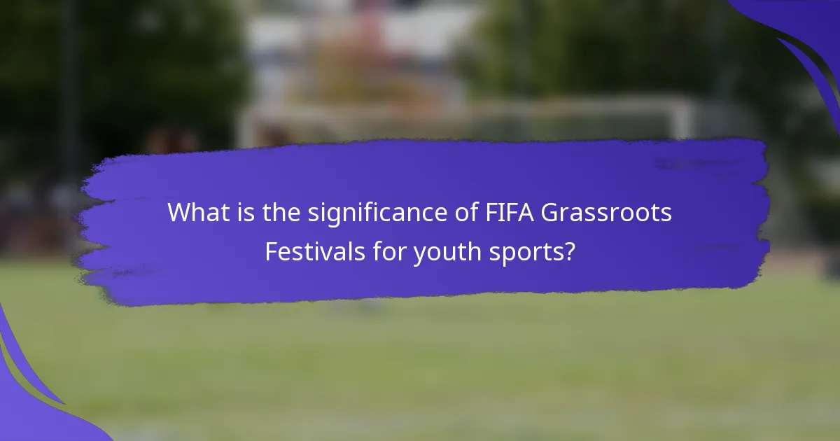 What is the significance of FIFA Grassroots Festivals for youth sports?