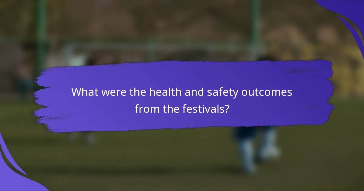 What were the health and safety outcomes from the festivals?